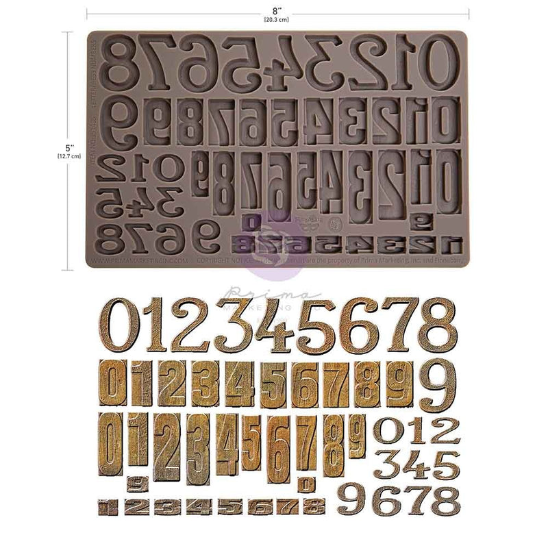 Finnabair Decor Moulds 5"x8"x8mm Letterpress Numbers