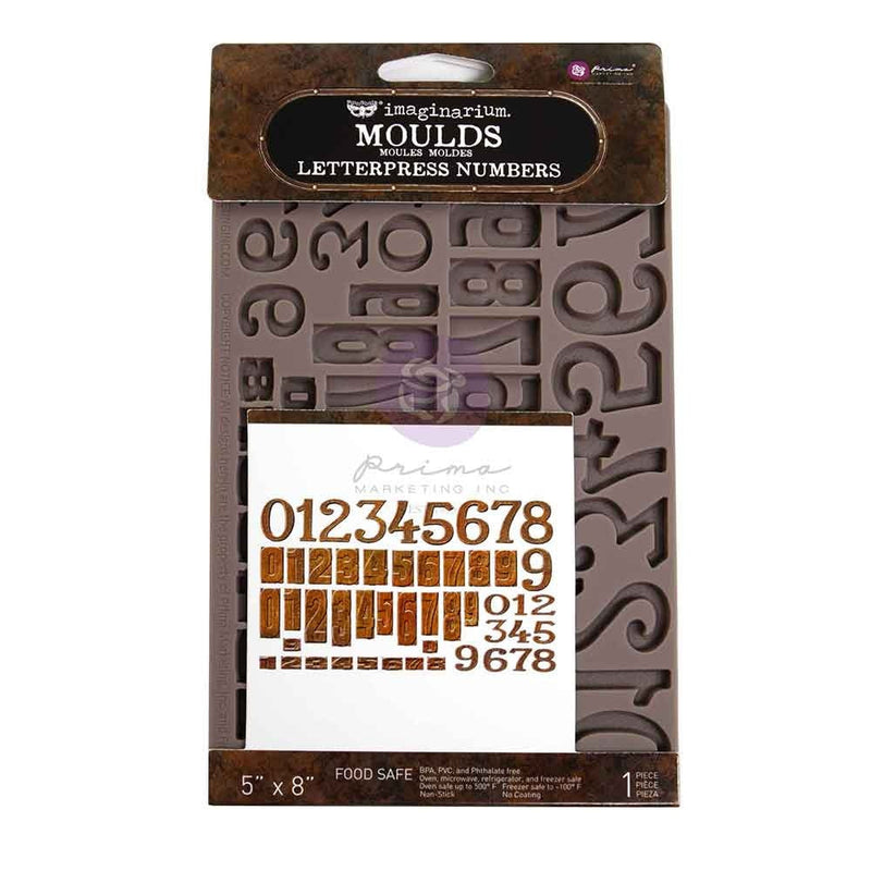 Finnabair Decor Moulds 5"x8"x8mm Letterpress Numbers
