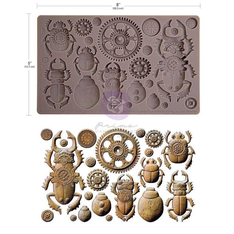 Finnabair Decor Moulds 5"x8"x8mm Steampunk Beetles