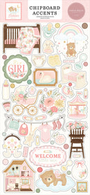 Carta Bella Little Lullabies Baby Girl Chipboard Accents - craft supplies packaging