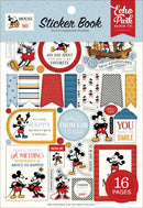 Echo Park Mouse And Me sticker book with colourful stickers, characters, stars, tickets, phrases and labels in red, navy, yellow and aqua