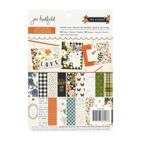 American Crafts Single-Sided Paper Pad 6"x 8" 36/Pkg by Jen Hadfield - The Avenue