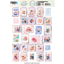 Dragonflies collection postage stamp style push out sheet with flowers and pastel dragonflies