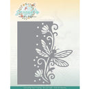 Dragonflies decorative border metal die with floral swirls and dragonfly design