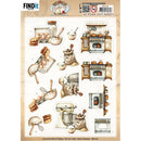 Homestead Bakery kitchen themed push out sheet with utensils cupcakes and baking elements