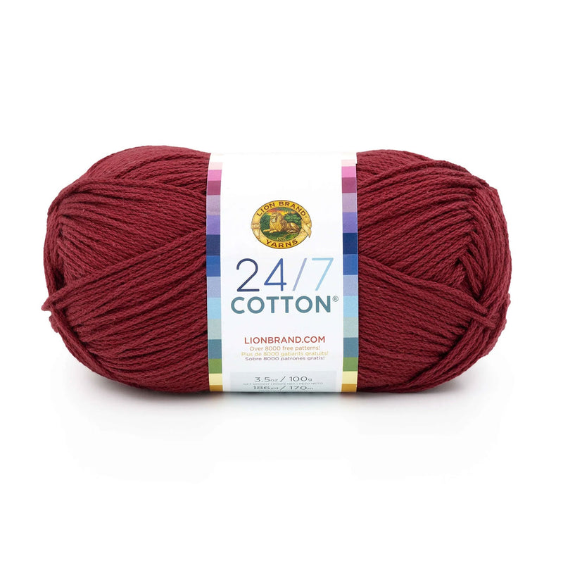 Lion Brand 24/7 Cotton Yarn - Burgundy