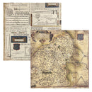 Two vintage-style map prints overlapping on a white background. The larger print on the right shows an antique map of Spain and surrounding regions with aged parchment tones and decorative cartouches.