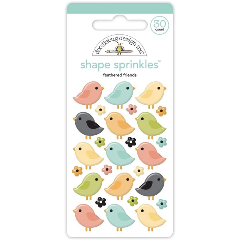 Doodlebug Sprinkles Adhesive Enamel Shapes Feathered Friends, Farmhouse*
