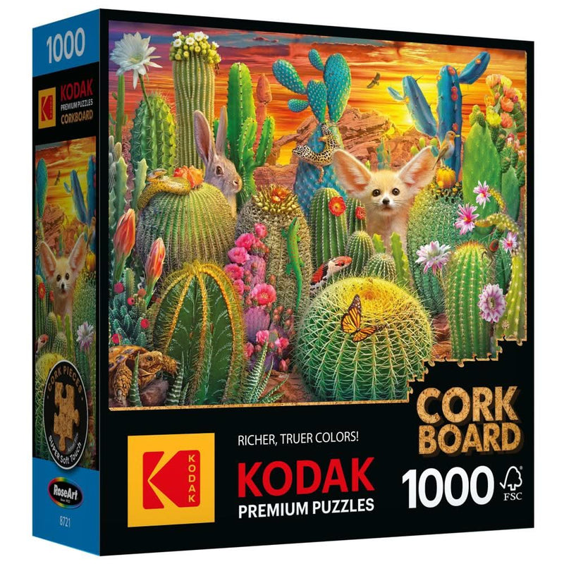 Kodak Premium Cork Board Jigsaw Puzzle 1000 Pieces 19"X26" Cactus Critters
