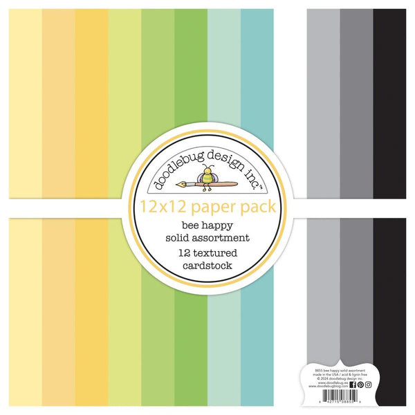 Doodlebug Textured Double-Sided Cardstock 12"X12" Bee Happy