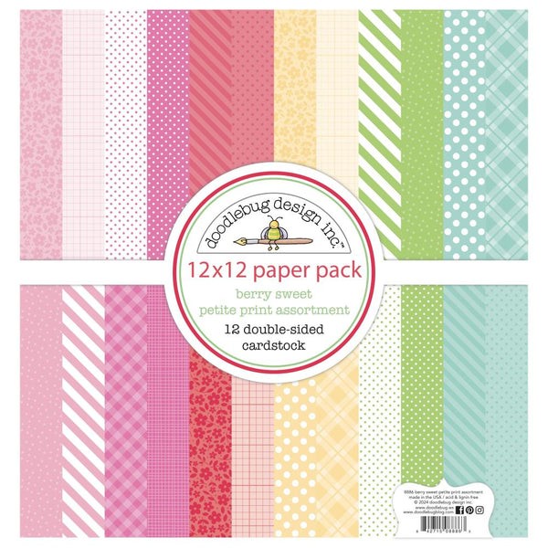 Doodlebug Petite Prints Double-Sided Cardstock 12"X12" Berry Sweet
