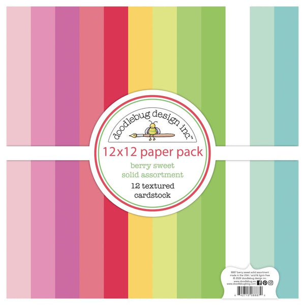 Doodlebug Textured Double-Sided Cardstock 12"X12" Berry Sweet