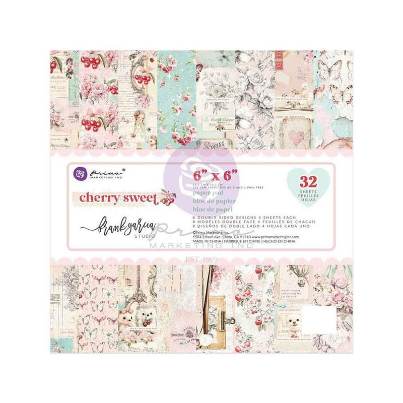 Collection of floral and vintage-themed paper sheets with a Prima packaging label on a white background.