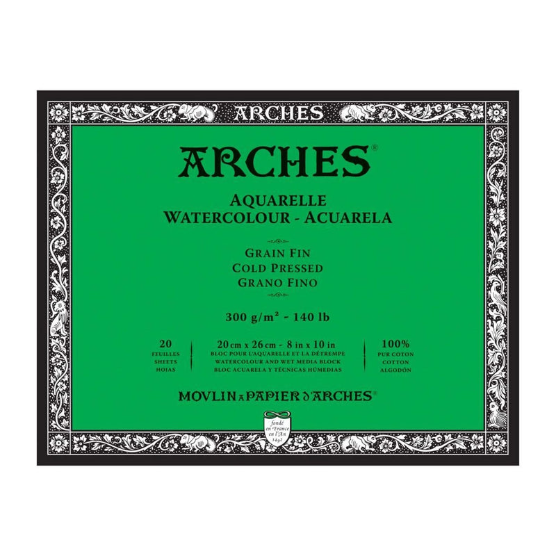 Arches Watercolour Block - Cold Pressed 300gsm 20cm x 26cm - 20 Sheets