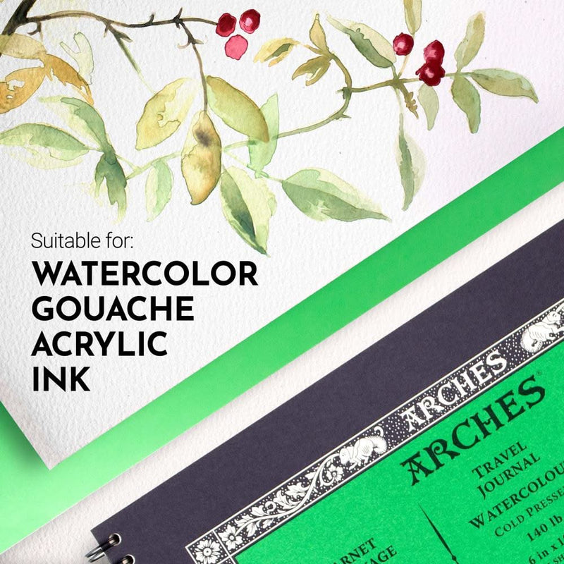 Arches Watercolour Travel Journal - Cold Pressed 300gsm 15cm x 25cm - 15 Sheets