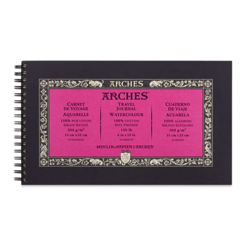 Arches Watercolour Travel Journal - Hot Pressed 300gsm 15cm x 25cm - 15 Sheets