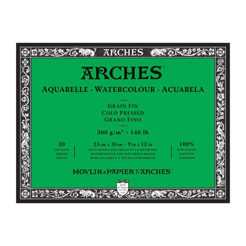 Arches Watercolour Block - Cold Pressed 300gsm 23cm x 31cm - 20 Sheets