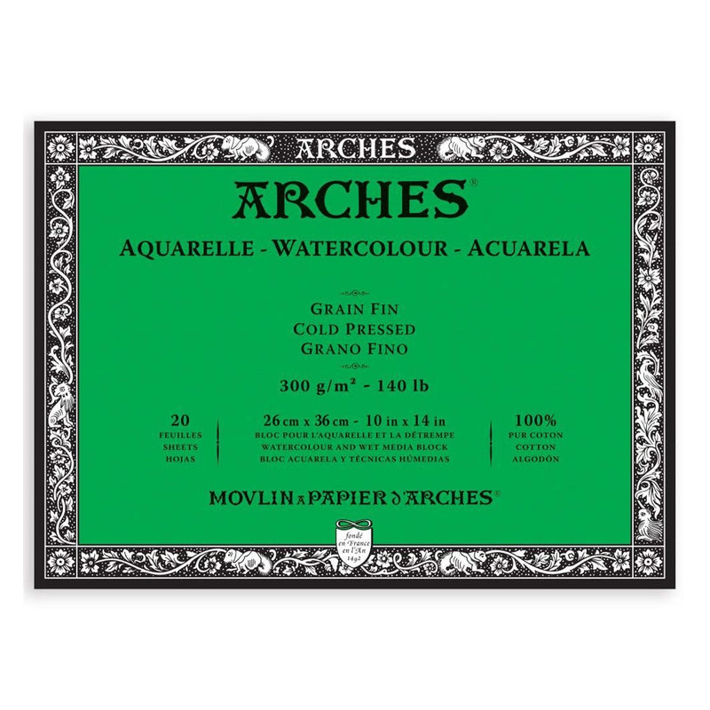 Arches Watercolour Block - Cold Pressed 300gsm 26cm x 36cm - 20 Sheets