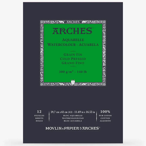 Arches Watercolour Pad - Cold Pressed 300gsm A3 - 12 Sheets