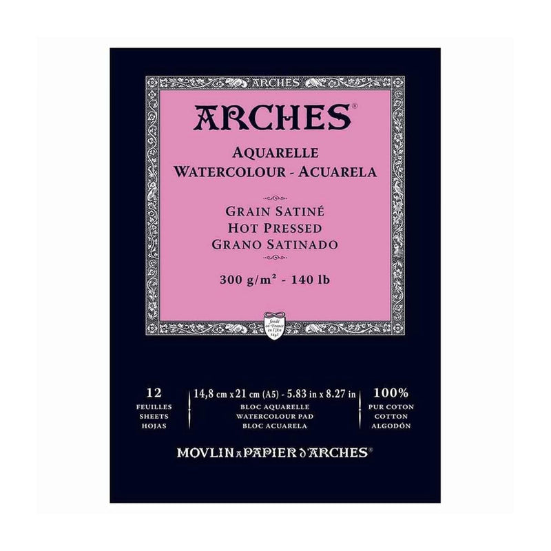 Arches Watercolour Pad - Hot Pressed 300gsm A5 - 12 Sheets