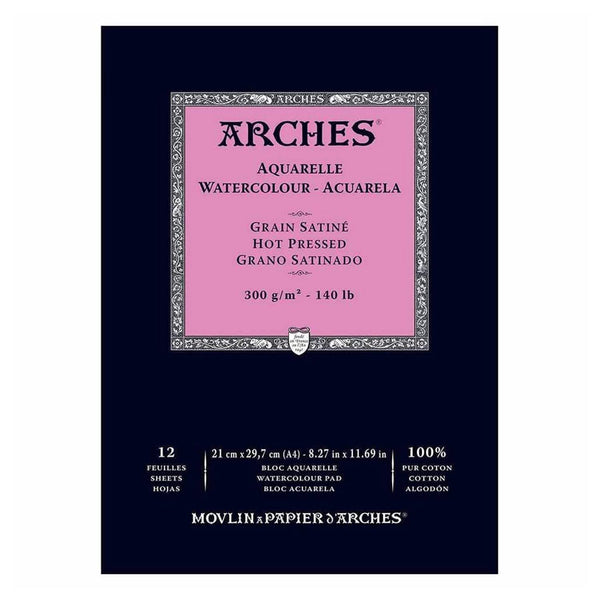 Arches Watercolour Pad - Hot Pressed 300gsm A4 - 12 Sheets