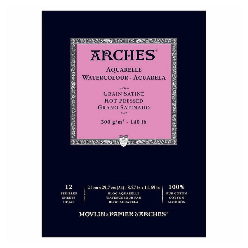 Arches Watercolour Pad - Hot Pressed 300gsm A4 - 12 Sheets