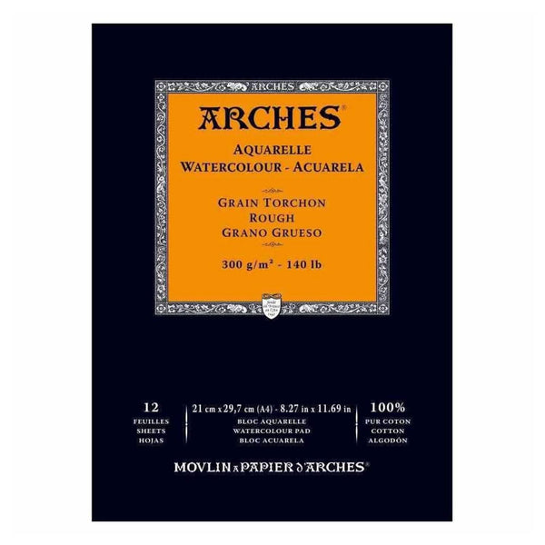 Arches Watercolour Pad - Rough 300gsm A4 - 12 Sheets