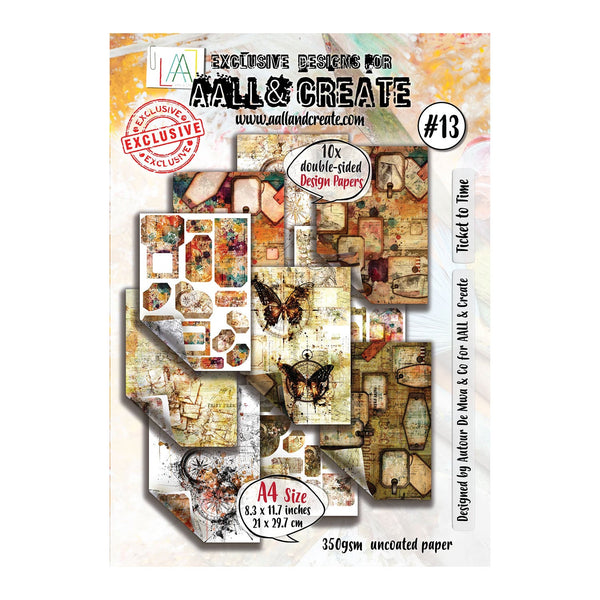 Aall & Create A4 Design Paper 10 Pack #13 - Ticket to Time*