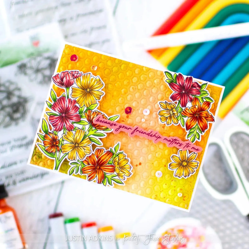 Picket Fence Studios Clear Stamp - Wild and Wonderful Cosmos