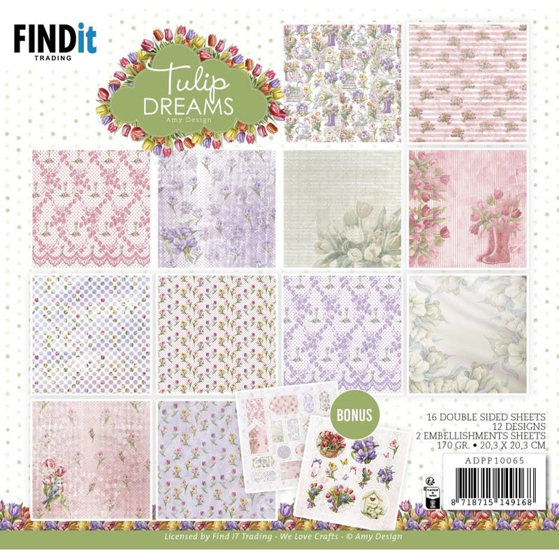 Find It Trading Amy Design Paper Pack 8"X8" Tulip Dreams
