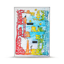 Colorful abstract art piece with text 'Vibrant' and 'Unity' on a white background