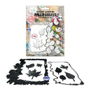 Milk & Create Iron Orchid die set package with two black metal leaf-cutting dies displayed below on a white background.