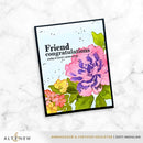 Greeting card with floral design and 'Friend congratulations' text on a marble background