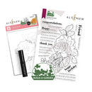 Altenew outdoor scene stamp set with floral design and text on a white background