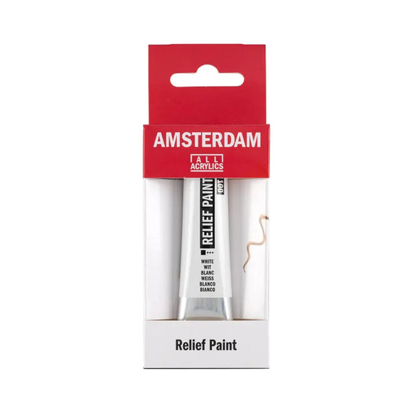 Amsterdam Relief Paint tube packaging on a white background