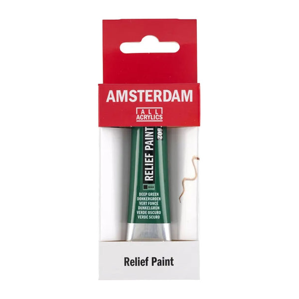 Amsterdam Relief Paint tube in packaging on a white background