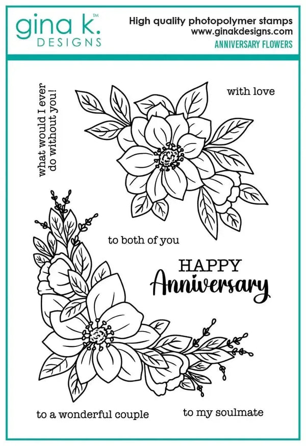 Gina K Designs Stamp & Die Set - Anniversary Flowers