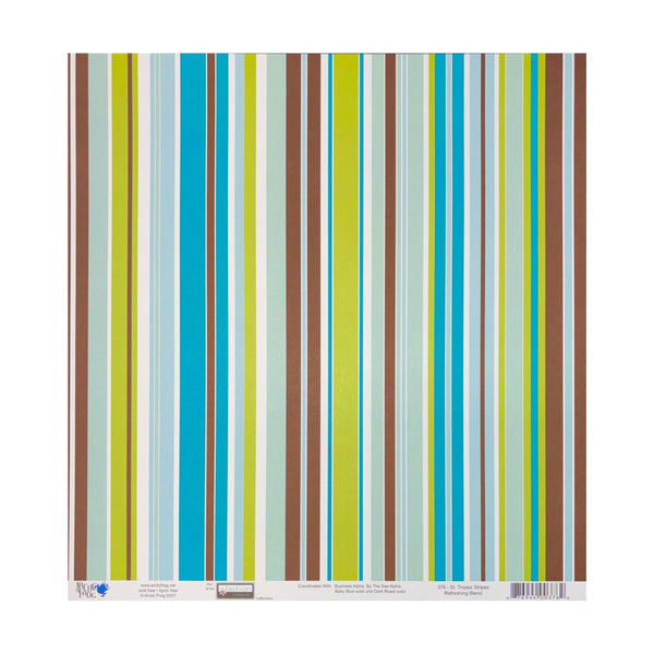 A square sheet of patterned paper with a repeating geometric design of brown, gold, blue, red, and orange circular medallions on a light blue background, photographed flat against a white background.