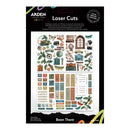 Arden Creative Studio 'Been There' Laser Cuts sticker sheet in its retail packaging. The sheet contains 178 laser-cut paper pieces featuring vintage travel motifs like luggage, maps, compasses, and postcards in a multicolor palette.