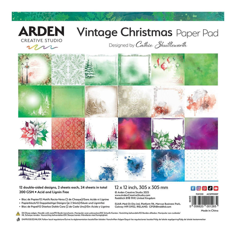 Arden Creative Studio Vintage Christmas 12"x 12" Paper Pad