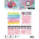 Colorful craft product packaging with patterns and branding on a white background