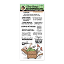 Art Impressions clear stamps with humorous sayings and a cartoon character on a white background