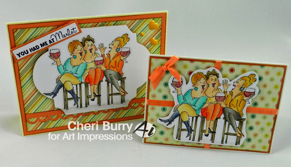 Art Impressions Clear Stamps Set - Wine Tasters