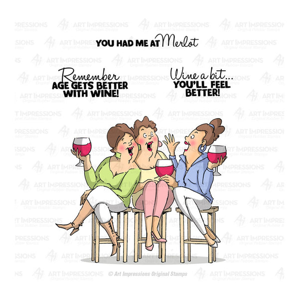 Art Impressions Clear Stamps Set - Wine Tasters