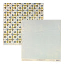Two square scrapbook paper sheets from Papermania's Authentique line. The top sheet features a multicolor argyle pattern in blue, olive green, and brown on a cream background.