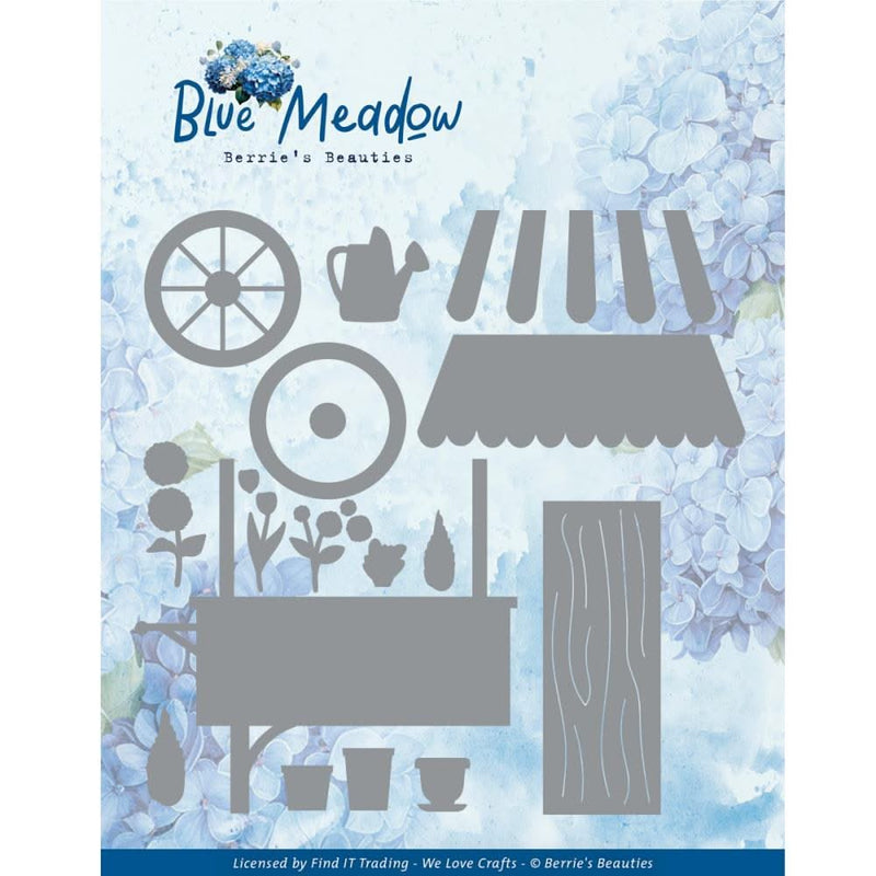 Find It Trading Berries Beauties Die Meadow Market Cart, Blue Meadow