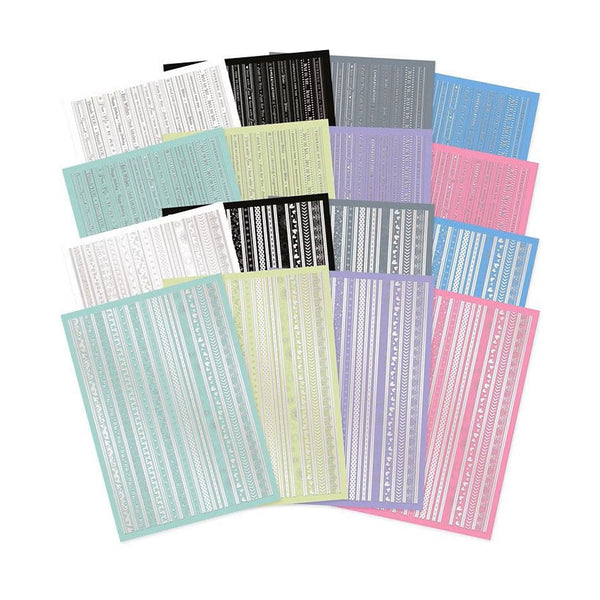 Hunkydory Essential Ribbon Borders - Silver Foiled Selection