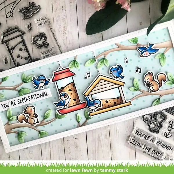 Lawn Fawn Clear Stamp Set - Backyard Bird Feeder