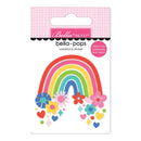 Bella BLVD 'bella-pops' carstock sticker sheet featuring a colorful rainbow arch with flowers, hearts, and stars, displayed on its pink and white retail backing card.