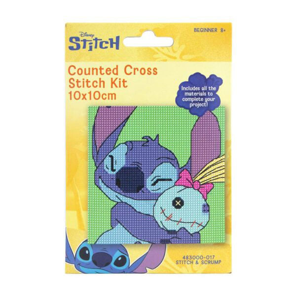 Disney Counted Cross Stitch Mini Kit 10x10cm - Stitch & Scrump